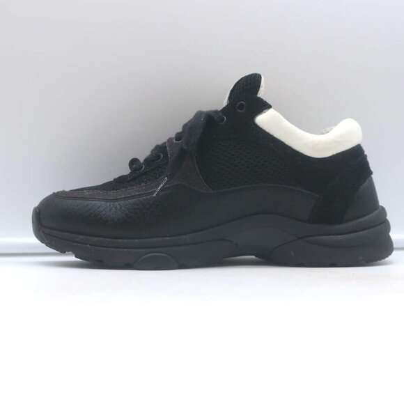 Chanel 10B CC Low Top Sneakers Black Mesh & Leather Size 36 - Picture 8 of 15